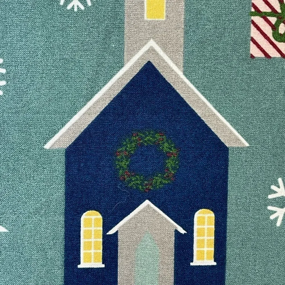 Martha Stewart SHOWER CURTAIN Holiday Christmas Snow Village Shower Curtain NWT